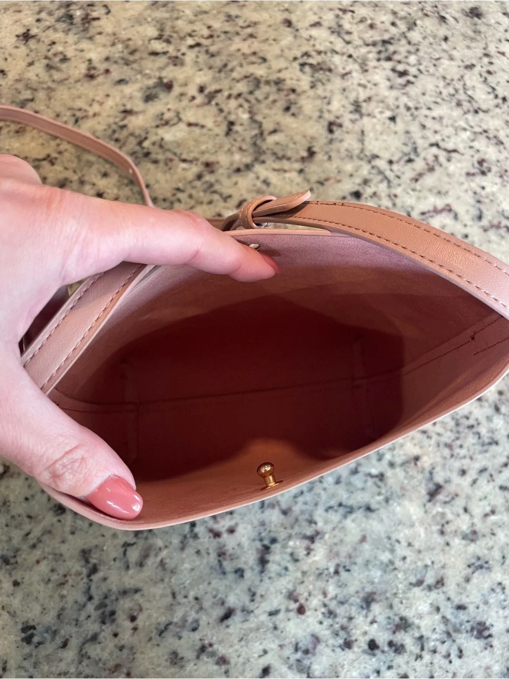 New Anthropologie Samara peony pink vegan Leather Crossbody bucket Bag Ret.$125